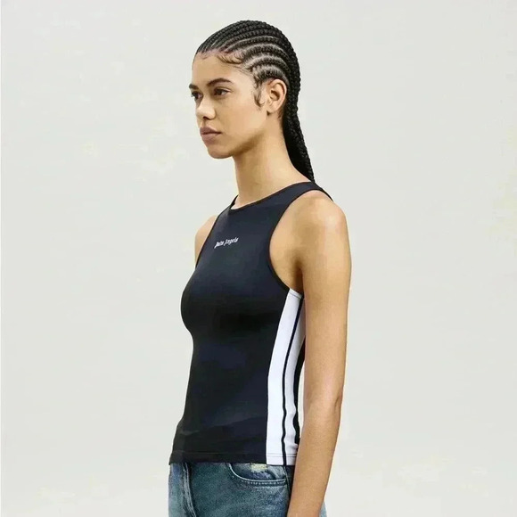 NWT Palm Angels TRAINING TRACK TANK TOP Black White S - Picture 4 of 10